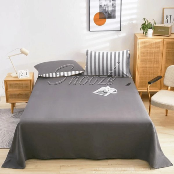 Snooze - Flat Bed Sheet(Dark Gray stripped) - Multiple sizes