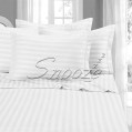 Snooze - Hotel flat double bed sheet, striped, white