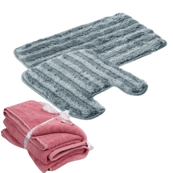 Snooze - Buy Bath rug set 2pcs Get 1Hand towel free, Tiba - Multiple colors