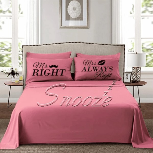 Snooze - Flat bed sheet set 3PCS MR& MRs design - Multiple colors