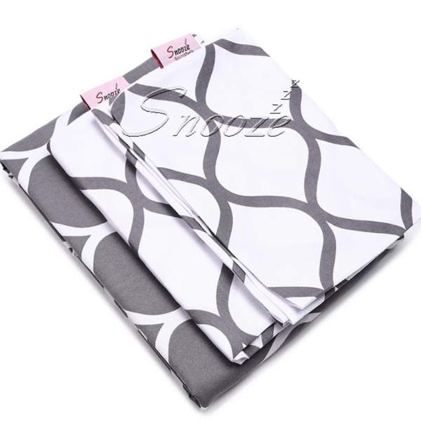 Snooze - Fitted Bed Sheet (Gray waves design) - Multiple sizes