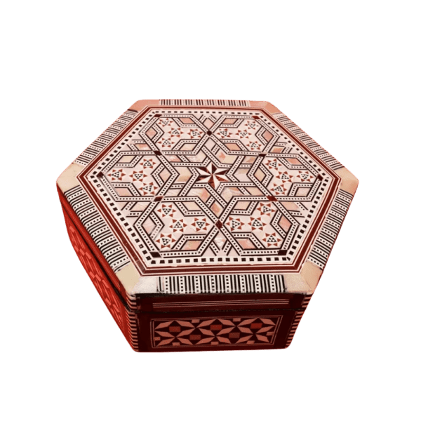 egypt online bazar - Mother of pearl wooden box - Hexagonal