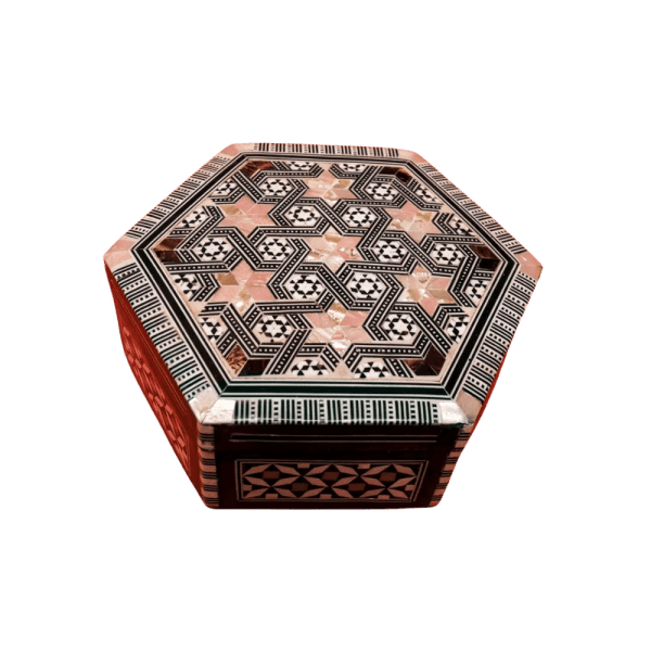 egypt online bazar - Mother of pearl wooden box - Hexagonal