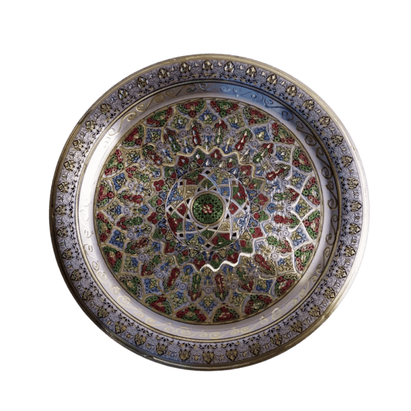 egypt online bazar - Brass plate Islam motive - red & green