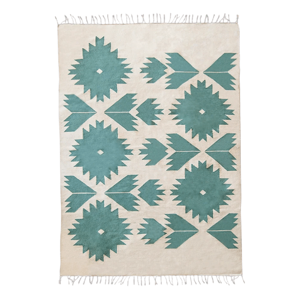 kiliim – Teal Bustan Rug - Multiple Color - Multiple Size
