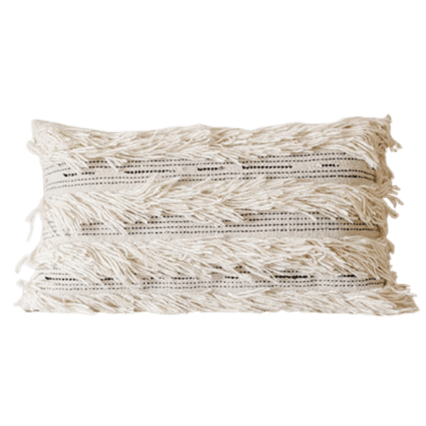 kiliim – White Fringe Cushion - One Size size 45×45 cm