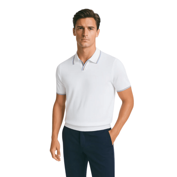 Roban cotton knitted polo shirt - Off White - Multi size