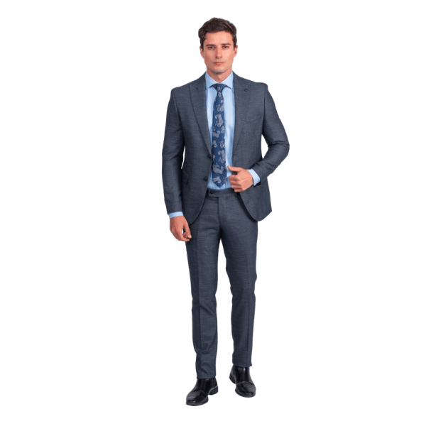 Roban eclipse navy melange regular fit suit - Navy Blue - Multi size