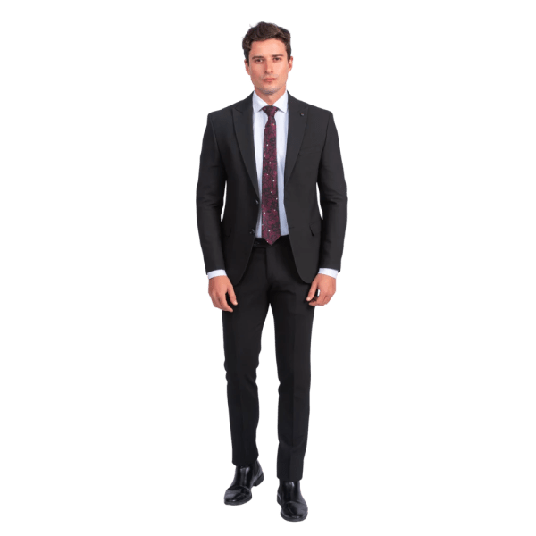 Roban textured slim fit suit - Black - Multi size
