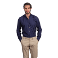 Roban jacquard cotton regular fit shirt - Navy Blue - Multi size
