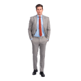Roban micro checked regular fit suit - Beige - Multi size