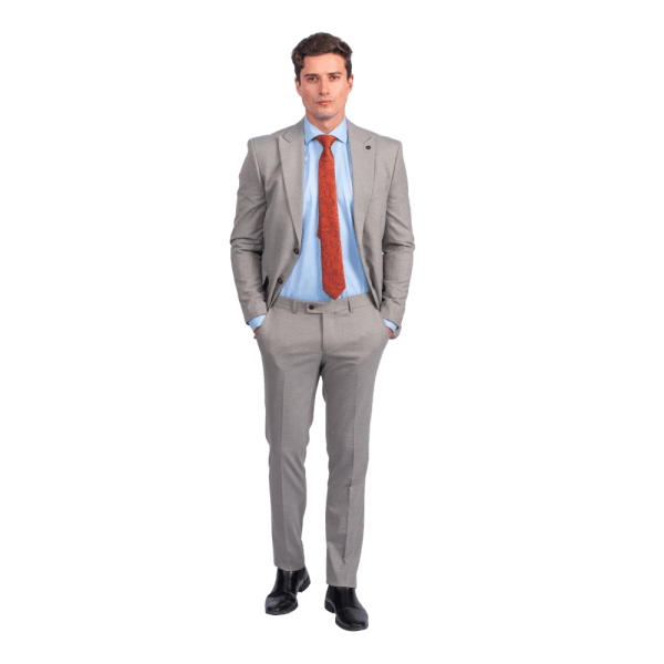 Roban micro checked regular fit suit - Beige - Multi size