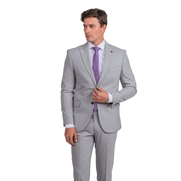 Roban micro checked regular fit suit - Grey - Multi size