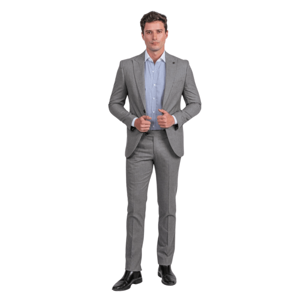 Roban melange slim fit suit - Grey - Multi size