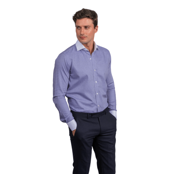Roban textured cotton regular fit shirt - Blue - Multi size