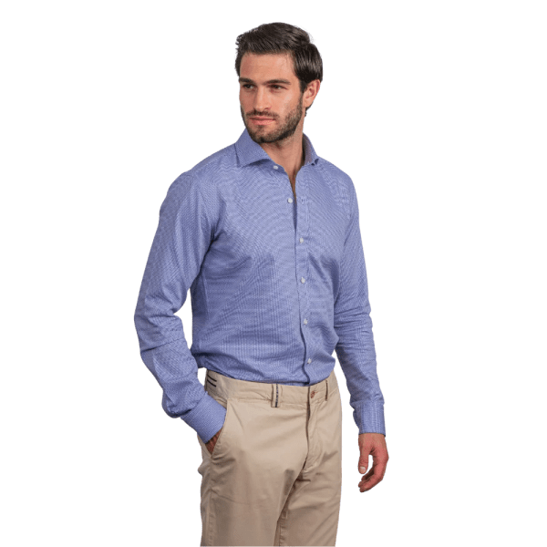 Roban regular fit textured cotton shirt - Blue - Multi size