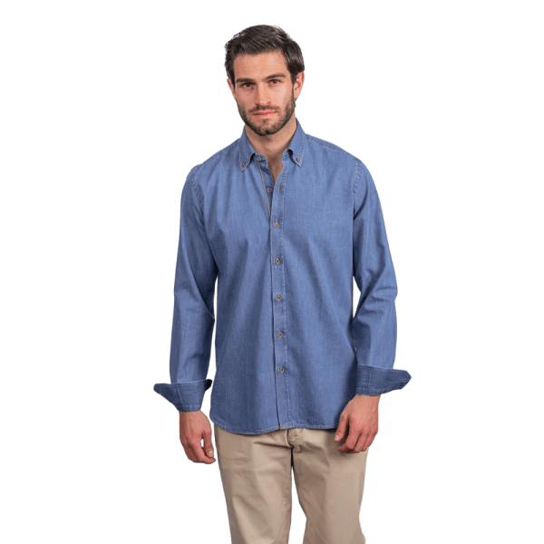 Roban washed denim regular fit shirt - Deep Blue - Multi size