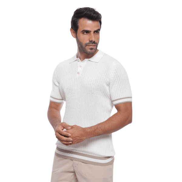 Roban cotton ajour knitted polo shirt - Multi Color - Multi size