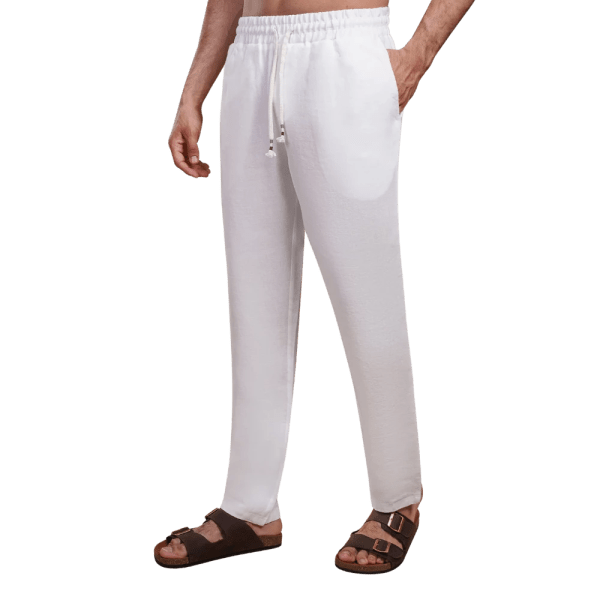Roban washed pure linen pants - White - Multi size