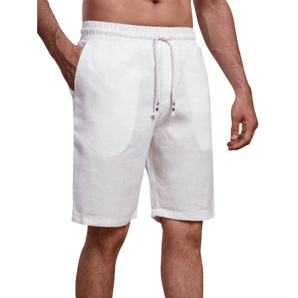 Roban washed pure linen short - White - Multi size