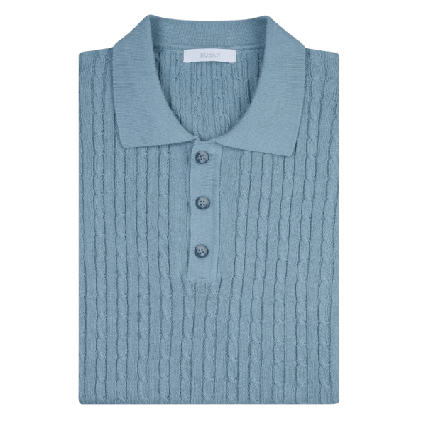 Roban cotton ajour knitted polo shirt - Multi Color - Multi size