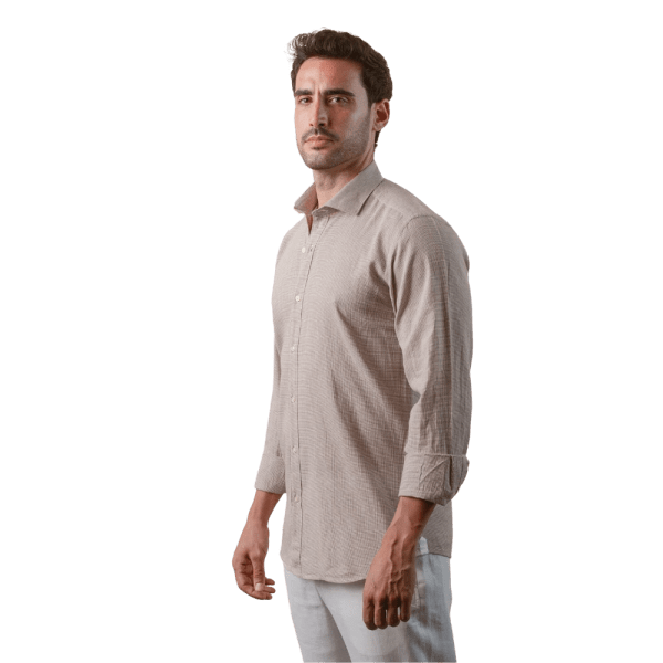Roban checked washed cotton linen regular fit shirt - Multi Color - Multi size