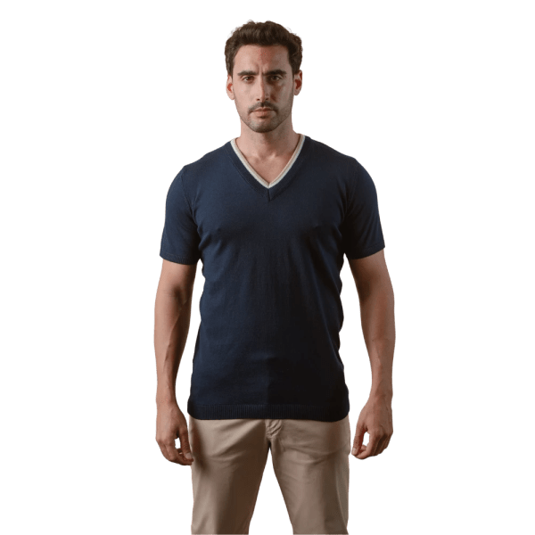 Roban cotton knitted v-neck t-shirt - Multi Color - Multi size