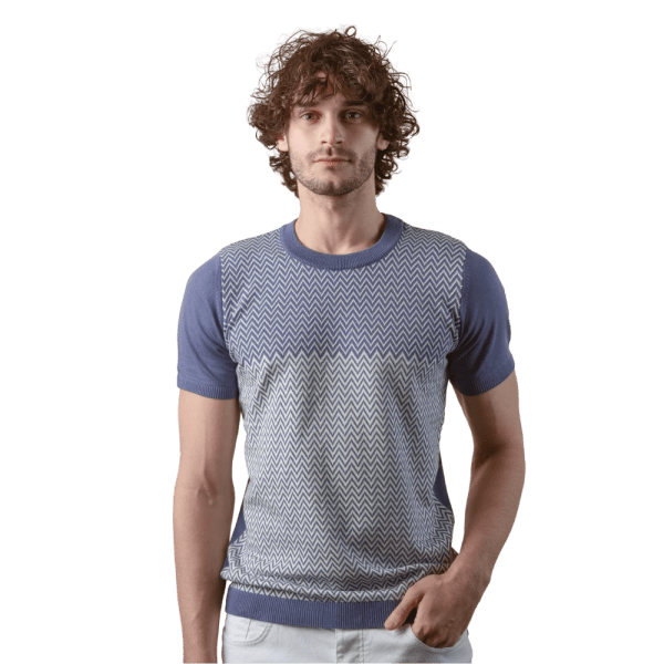 Roban cotton zegzag style knitted crewneck t-shirt - Multi Color - Multi size