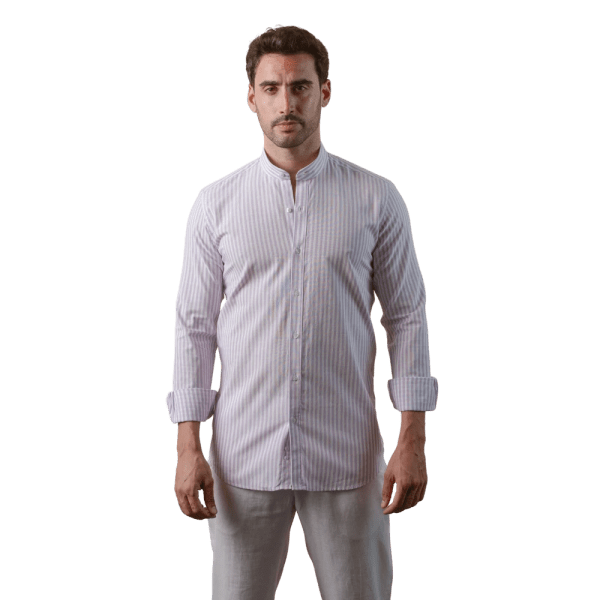 Roban washed striped linen cotton slim fit shirt - Multi Color - Multi size