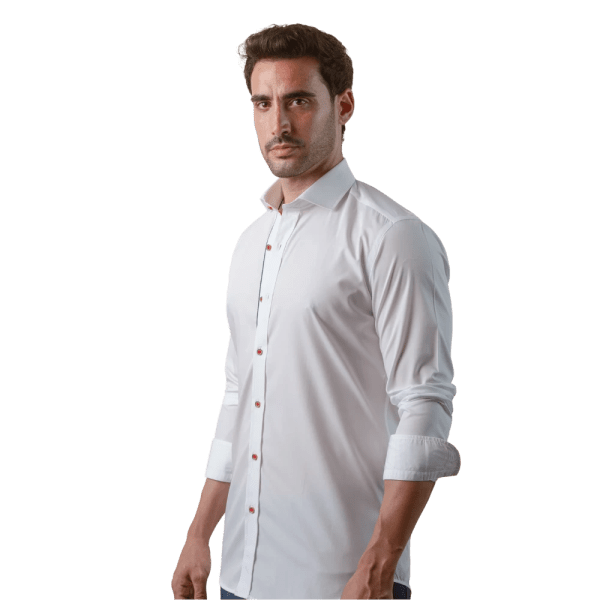Roban plain fine cotton slim fit shirt - White - Multi size