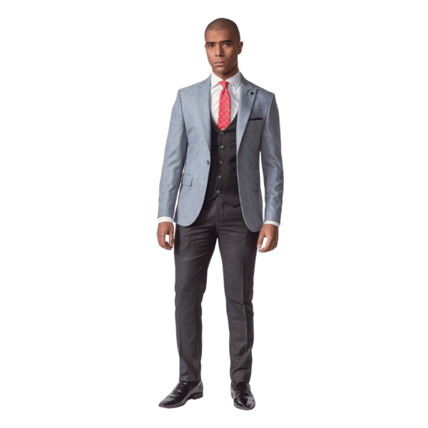 Roban herringbone 3 pieces slimt fit suit - Sky Blue - Multi size