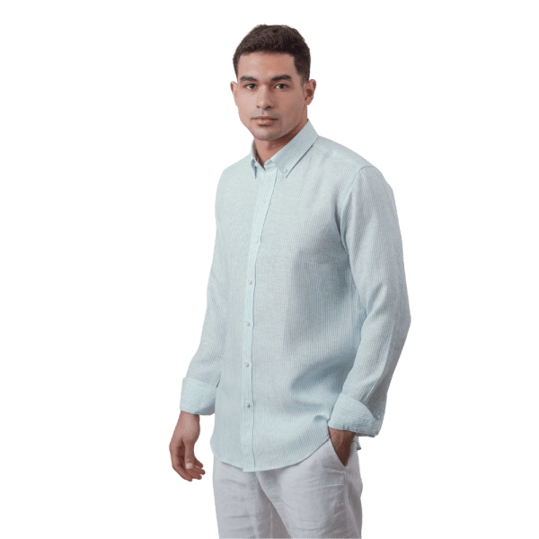 Roban stribed washed linen regular fit shirt - Multi Color - Multi size