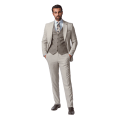 Roban slim fit 3 pieces texture plain suit - Beige - Multi size