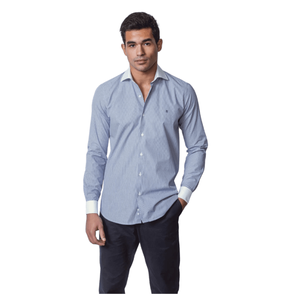 Roban striped regular fit poplin cufflink shirt - Multi Color - Multi size