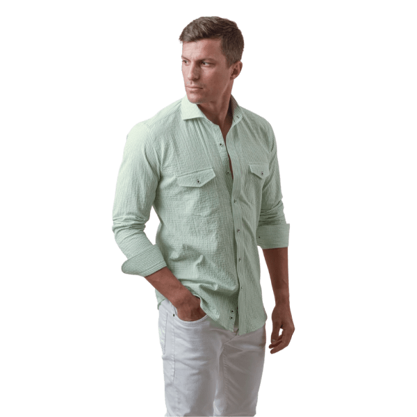 Roban striped crinkle-ribbed cotton slim fit shirt - Multi Color - Multi size