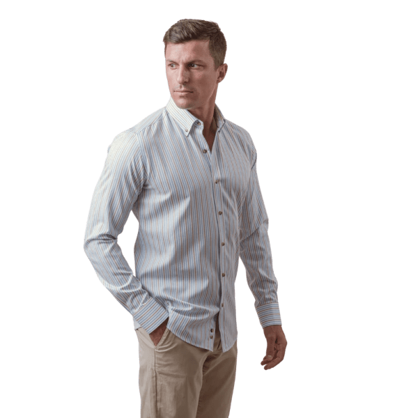 Roban striped button down collar shirt - Beige - Multi size