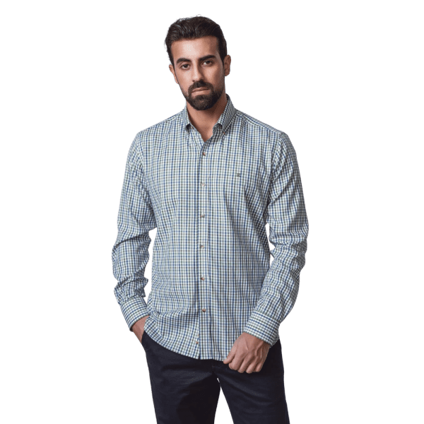 Roban checked slim fit oxford shirt - Green - Multi size