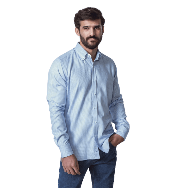 Roban textured cotton slim fit shirt - Sky Blue - Multi size