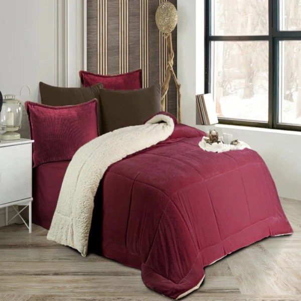CASA Pacha Home Quilt Sherpa Fur Model FARIDA +2 Pillow Case , Available in multiple color & one size: size: 240x260 cm