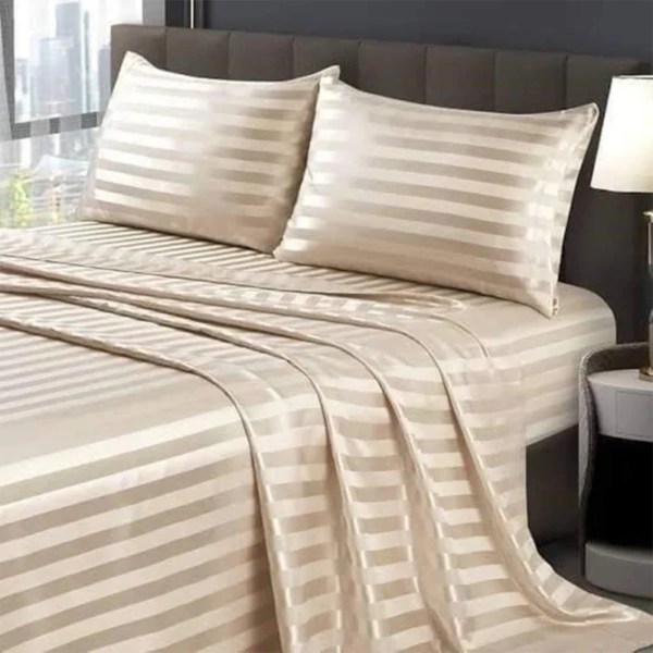 CASA PACHA HOME SET STRIPES BED SHEET 240*270 ,100% Microfiber., Available in multiple color