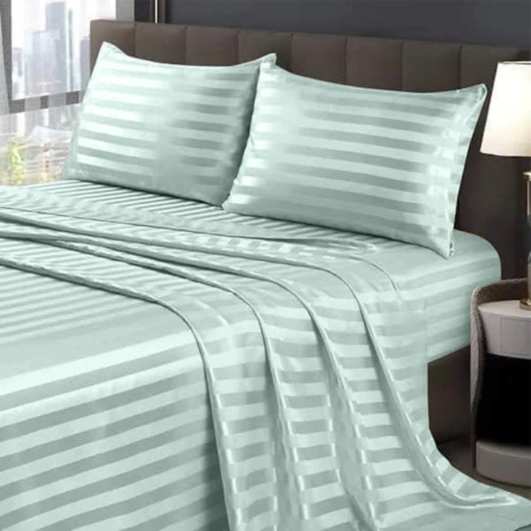 CASA PACHA HOME SET STRIPES BED SHEET 240*270 ,100% Microfiber., Available in multiple color