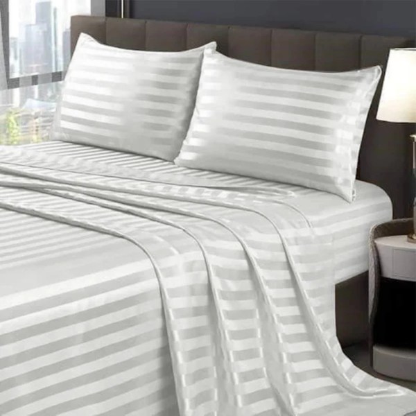 CASA PACHA HOME SET STRIPES BED SHEET 240*270 ,100% Microfiber., Available in multiple color