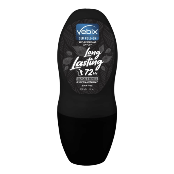 VEBIX Deo Roll-On 72Hrs Black & White for Men 50 ml