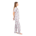 Zecotex Women's Printed Classic Cotton Pajama Set – Beige with Hearts & Lashes – Multi Sizes
