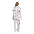 Zecotex Women's Printed Classic Cotton Pajama Set – Beige with Hearts & Lashes – Multi Sizes