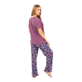 Zecotex Women’s Printed Pajama Set – Purple T-Shirt & Floral Pants – Multi Sizes