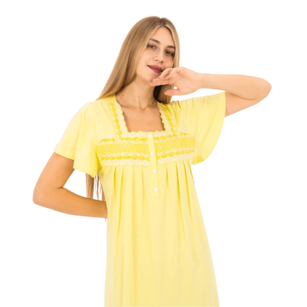 Zecotex Women’s Long Nightdress – Embroidered Chest Detail – Soft Cotton Blend – Multi Colors – Multi Sizes