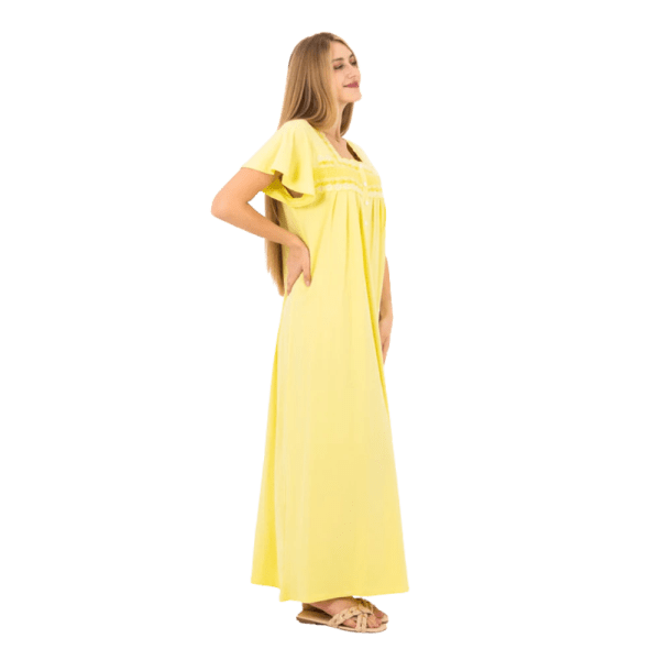 Zecotex Women’s Long Nightdress – Embroidered Chest Detail – Soft Cotton Blend – Multi Colors – Multi Sizes