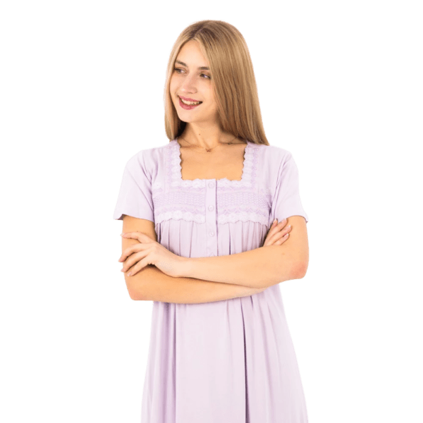 Zecotex Women’s Long Nightdress – Embroidered Chest Detail – Soft Cotton Blend – Multi Colors – Multi Sizes