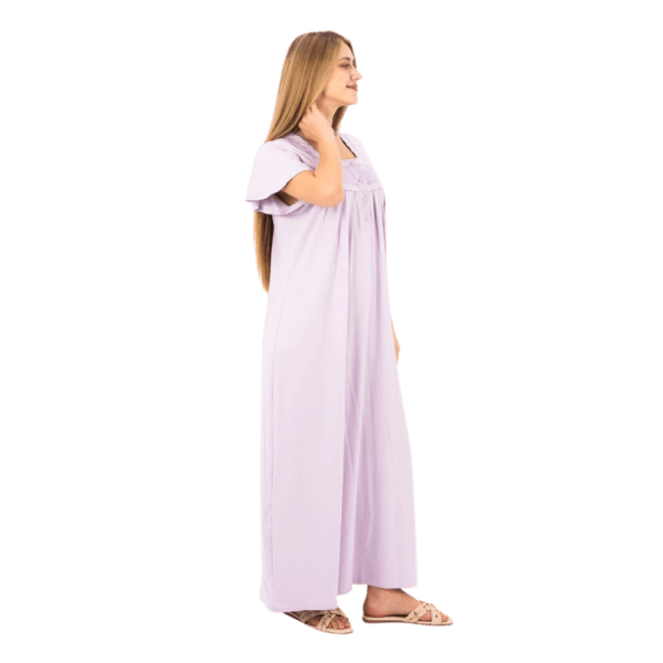 Zecotex Women’s Long Nightdress – Embroidered Chest Detail – Soft Cotton Blend – Multi Colors – Multi Sizes